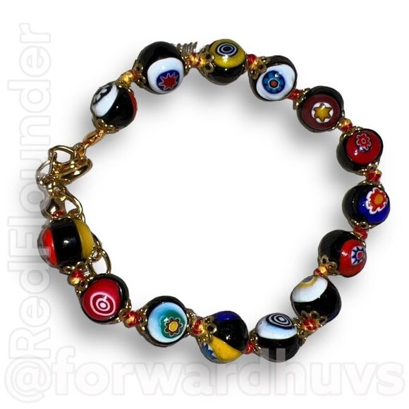 Murano Glass Millefiori Bracelet MCM Art Glass Bracelet - Picture 7 of 11